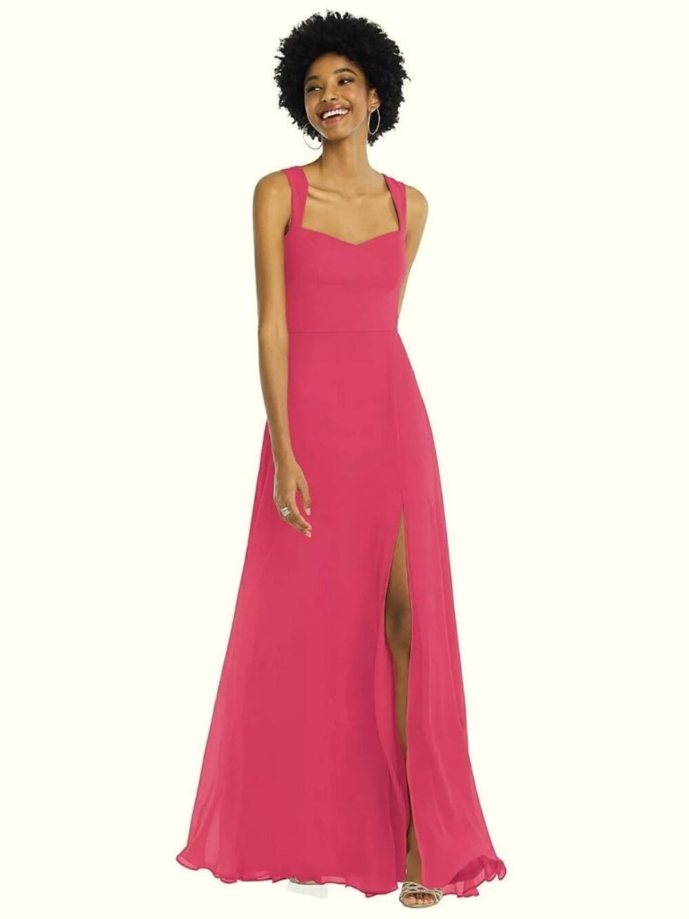 After Six Tea Rose Pink Wide Strap Sweetheart Maxi Dress 1558